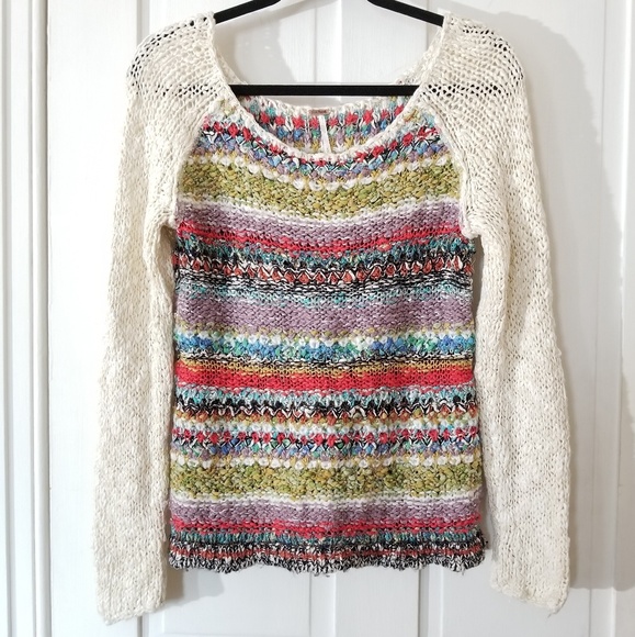 Free People Multicolor Yarn Scoop Neck 